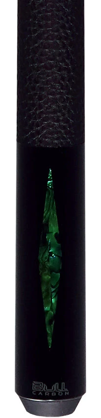 Bull Carbon Green Stained Maple with Green Genuine Shell Inlays Play Cue with Textured Leather Wrap - Image 5