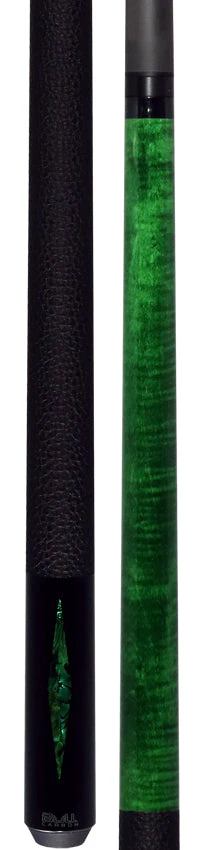 Bull Carbon Green Stained Maple with Green Genuine Shell Inlays Play Cue with Textured Leather Wrap - Image 3