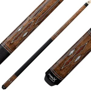 Pure X Coffee Stained Maple with Cocobolo and White Points Graphic Pool Cue with Linen Wrap