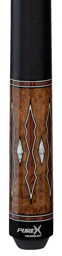 Pure X Coffee Stained Maple with Cocobolo and White Points Graphic Pool Cue with Linen Wrap - Image 2