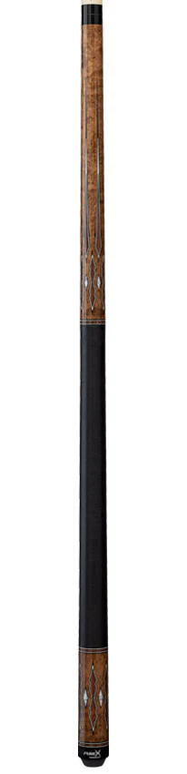 Pure X Coffee Stained Maple with Cocobolo and White Points Graphic Pool Cue with Linen Wrap - Image 3
