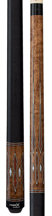Pure X Coffee Stained Maple with Cocobolo and White Points Graphic Pool Cue with Linen Wrap - Image 4