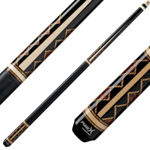 Pure X Midnight Black and Natural Maple with Bocote and Thuya Burl Graphic Pool Cue with Linen Wrap