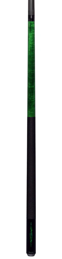 Bull Carbon Green Stained Maple with Green Genuine Shell Inlays Play Cue with Textured Leather Wrap - Image 2