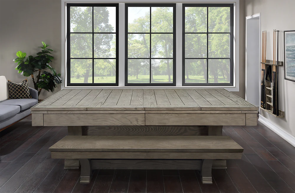 Boston 8 Foot Ash Grey Oak Pool Table with FREE Dining Table Top and Bench - Image 3