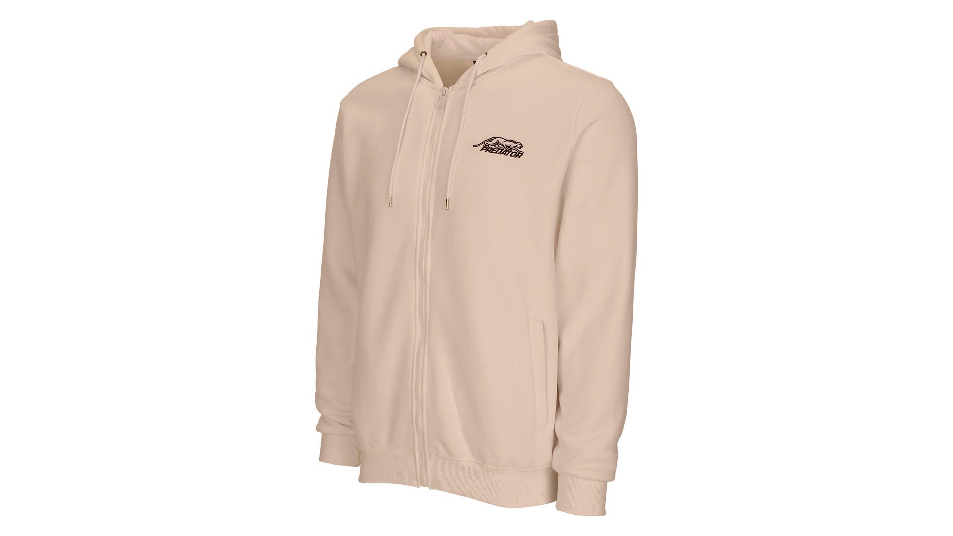 Predator Ivory Full-Zip Hoodie with Black Embroidered Logo